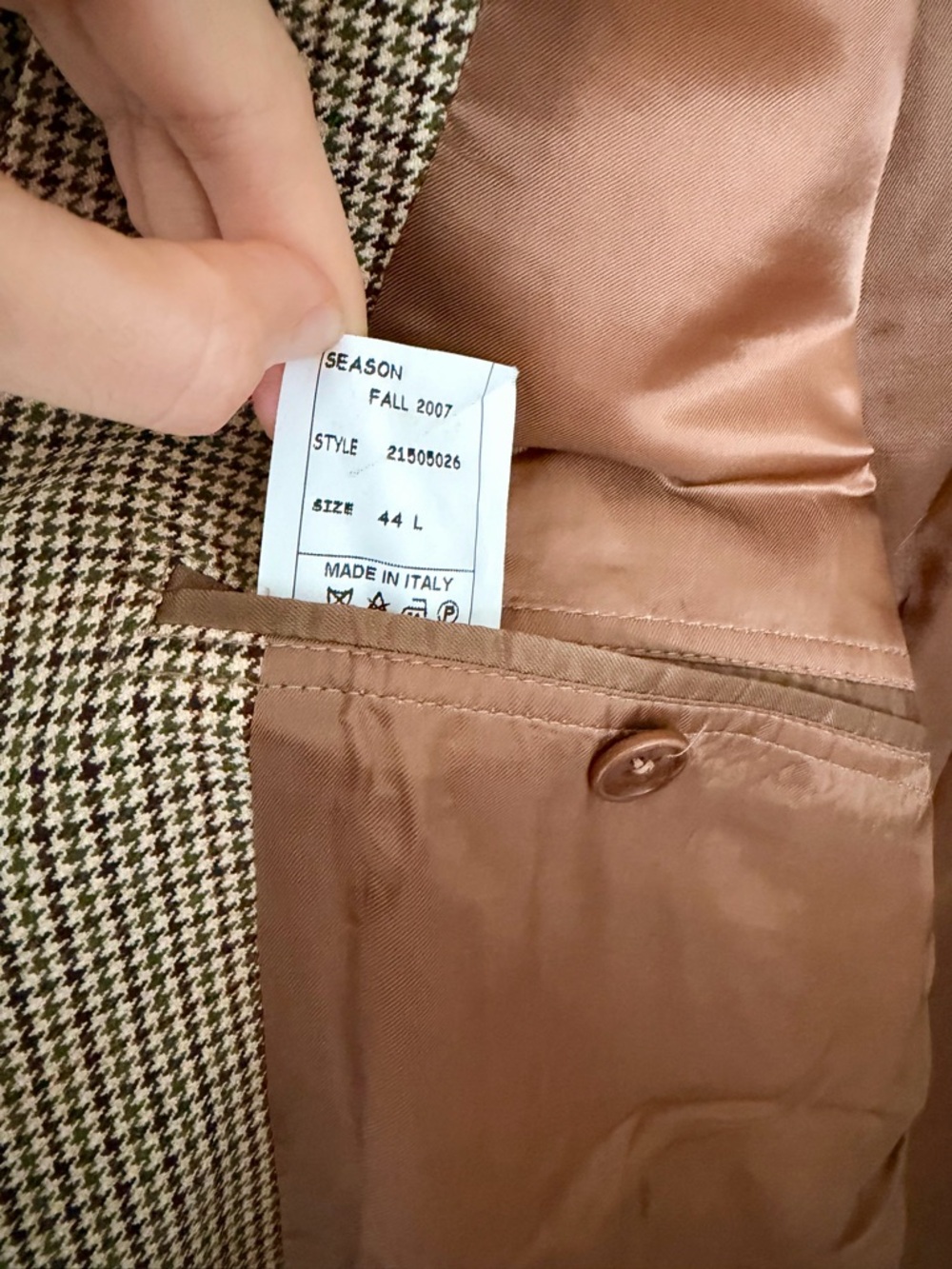Brooks Brothers Blazer Mens Size 44L Brown Gingham Houndstooth Sports Coat Italy - Picture 10 of 15